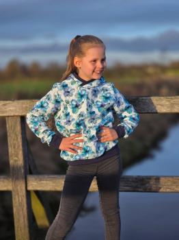 Preview: Double Slub Musselin Fleur Blumen grün/blau/weiß by Swafing 